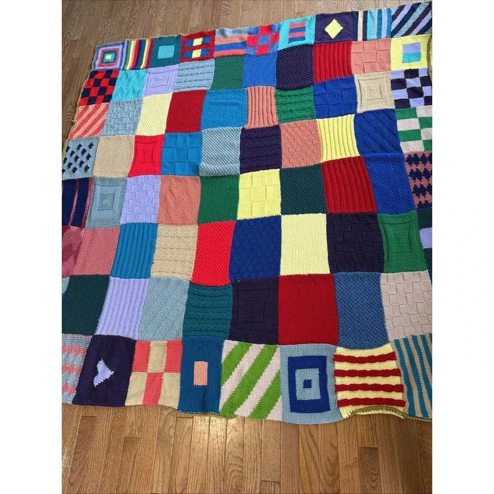 HANDMADE CROCHET GRANNY SQUARE AFGHAN/ THROW 74